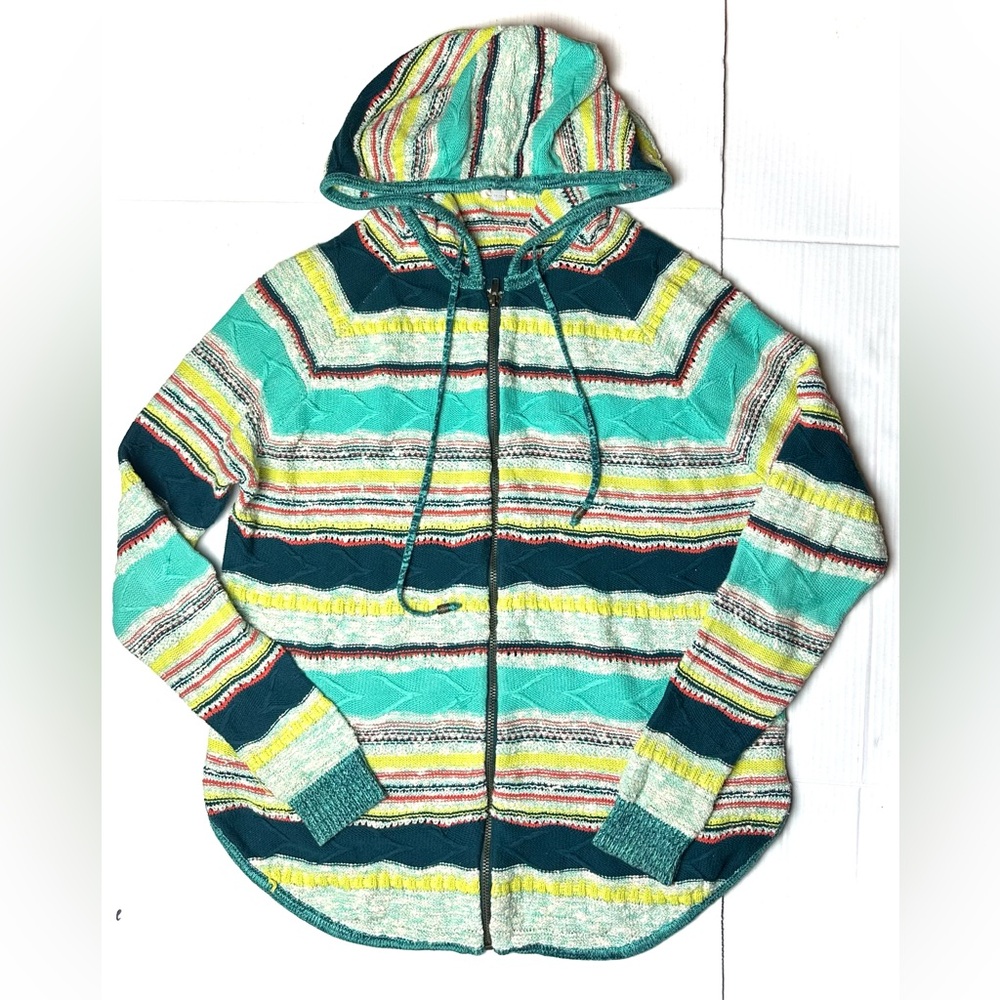 Urban Outfitters Ecote Striped Zip Hoodie Sweater Green Blue Hoodie Womens M
